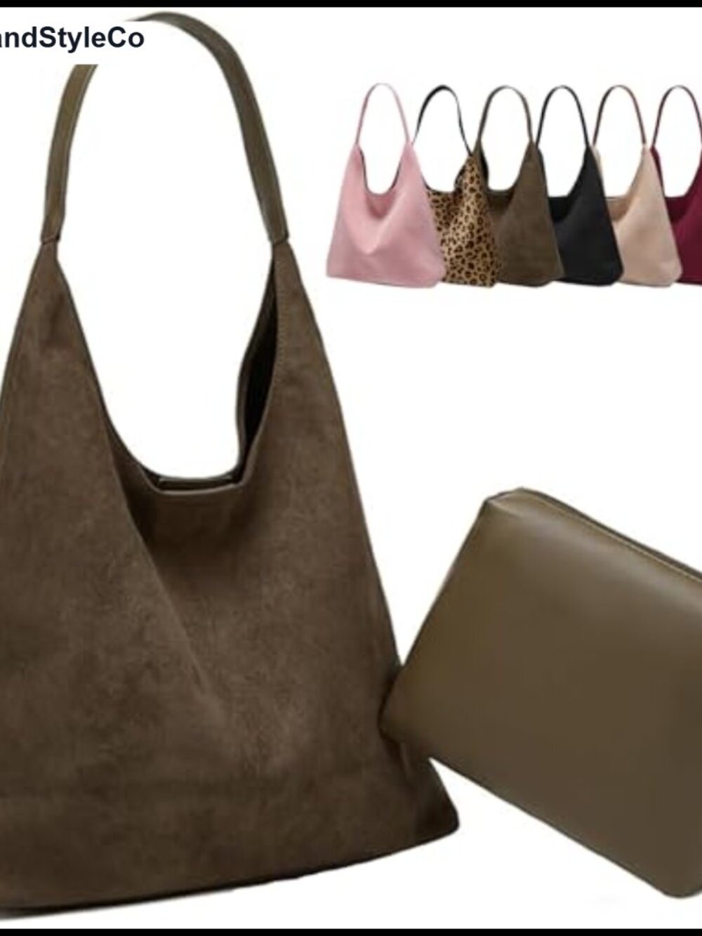 Large Faux Suede Tote Bag Slouchy Boho Work Handbag